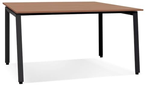 KADIMA DESIGN Besprechungstisch Quadrat 140x140 cm | Bürotisch Braun-Schwarz | Flexibel Kombinierbar | MDF Holzoptik & Metall | BELIQI