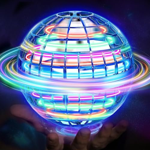 OKKIDY Fliegender Ball, Hover Ball Fliegende Kugel Handgesteuerte Drohne für Kinder Boomerang mit 360° Drehbaren RGB-Lichtern, Geschenk Spielzeug für Kinder Jungen Mädchen Erwachsene Indoor Outdoor