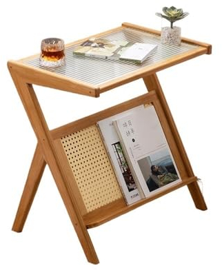MOOWI Kaffee-Endtisch Kleiner Couchtisch mit Aufbewahrung, Mobile Teestation for Wohnzimmer, modernes und minimalistisches Design for Teeservice und Servieren Beistelltisch(Beige,45cm)