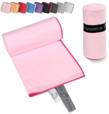 Wowtowelz kompaktes Mikrofaser Handtuch, Reisehandtuch, Sport- Fitnesshandtuch, Strand- Badetuch, leicht u. schnelltrocknend, (Pink, 180 x 110 cm)