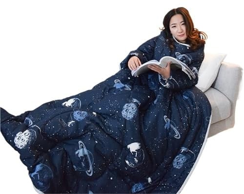 SOKTDO Lazy Quilt mit Ärmeln, Winter-Lazy-Bett-Couch-Steppdecke, warm, verdickt, weich, tragbare Steppdecke, Wanderdecke for Schlafen, Lesen, (Style 5,59.1 * 78.7in)