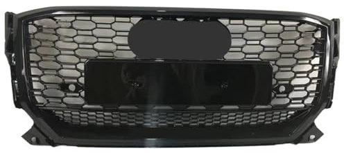 Waterproof Front Intake Grill For Au&di Q2/SQ2 2017 2018 2019 Fr&on&t Sport Hex Mesh Honeycomb Hood Grill Gloss Black For RSQ2 Style Front Bumper Mask Mesh Grille