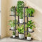 Zstar Soporte para flores de 5 niveles, de metal, para interior y exterior, varios niveles, escalera, esquina, para jardín, balcón, decoración, color gris oscuro