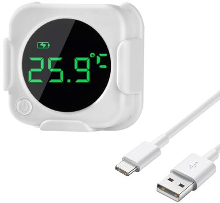 Mini Aquarium Thermometer, Kabellos Digital Aquarienthermometer mit LED-Anzeige, ℃/℉, USB Aufladbar Kleben-On Thermometer mit Hochpräzisions-Temperatursensor für Süßwasser-Meeresaquarien