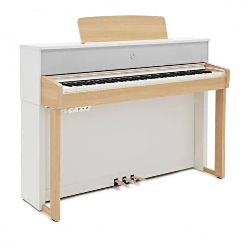 Upright Digital Piano with 88 Tri-Sensor Hammer Action Keys, Maple/White