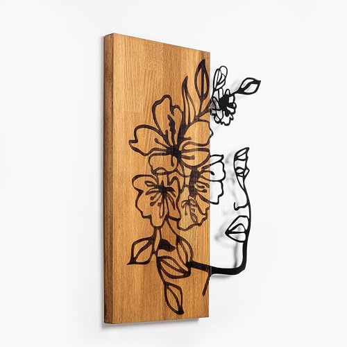 Elegantes Wandaccessoire aus Holz, 41 x 58 cm, 100% Holz und Metall, Walnuss und Schwarz | Einzigartiges Design, perfekt für die Wohndekoration