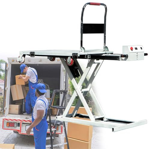 Carrello elevatore idraulico elettrico, capacità 270 kg e altezza di sollevamento 102 cm, per movimentazione e trasporto efficienti dei materiali