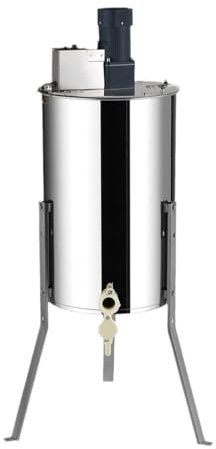 WRJAHCG Elektrischer Honigschleuder, 2-Rahmen Edelstahl Honigpresse, Bienenzuchtextraktion mit transparentem Deckel,Bienenzucht Werkzeug