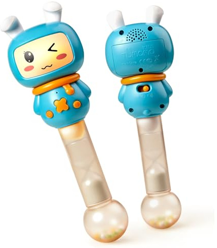 TUMAMA Rassel Baby Mit Musik Und 7 Lichter,Babyrassel Sensorik Spielzeug, Musikspielzeug Mit Geräusche, Baby Rasseln Toys 6 9 12 Months, Babyrasseln Greifling Babyspielzeug Ab 6-9 9-12 Monate
