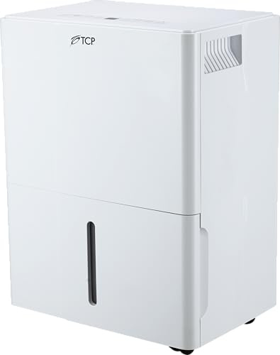 TCP 30L Large Dehumidifier, Ultra-Quiet with 4.7L Water Tank, Continuous Drainage, 24h Timer, 2-Speed Fan & Full Tank Warning, White – Ideal for Damp, Humidity & Condensation