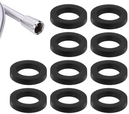 10PCS Shower Head Gasket, Black Shower Hose Washers, 3/4 Inch Rubber Washers for Shower-Head and Hose Connecting, Creates A Seal to Prevent Leakage