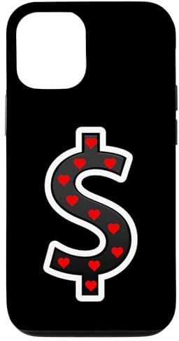 Hülle für iPhone 12/12 Pro Lustiges süßes Dollarzeichen mit Herzen rot Reichtum Geld Spaß