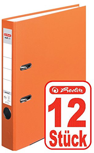 Herlitz Ordner maX.file protect A4 5cm, PP-Folienbezug beschichtet, mit Wechselfenster (orange | 12er)