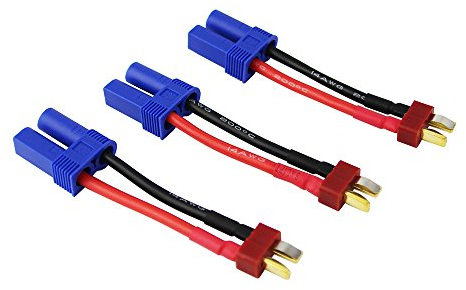 OliYin 3 stücke Männlichen Deans T-stecker zu Weiblich EC5 Losi Stecker Adapter mit 14awg 1,96 inch Draht für Brushless LiPO Batterie (Packung von 3)