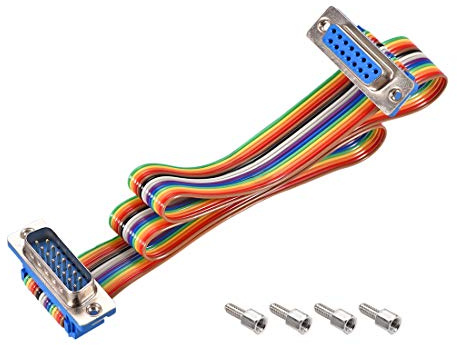 sourcing map IDC Regenbogen Wire Flachbandkabel DB15 M/F Stecker 2,54 mm | Pitch 19,7 Zoll lang