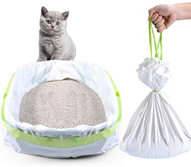 PETOCAT Cat Litter Liners Large, Jumbo Drawstring Extra Durable Pet Cat Pan Liners Extra-Thick Kitty Litter Box Bag-24 Count 36 x 19