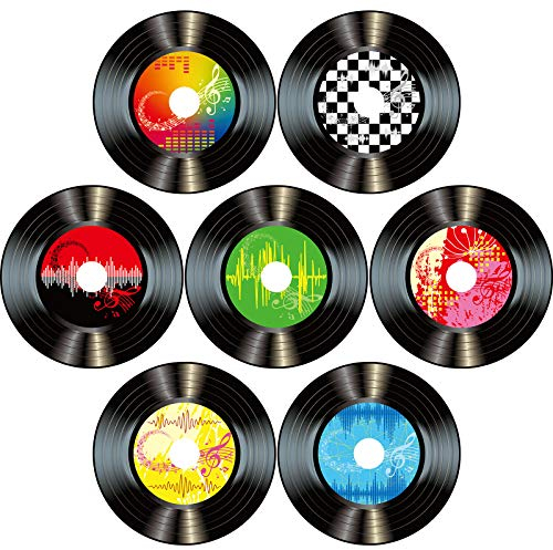 35 Stück 7 Zoll 1950er Jahre Rock'n'Roll Musik Party Dekorationen Papier Aufzeichnungen Bunte Ausschnitte Wand Dekor Schilder für 50er Jahre Themen Party (Platten Wand Dekor)