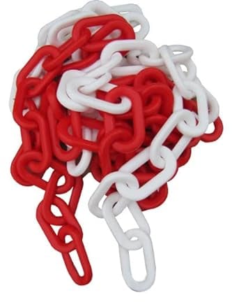 Flexibarrier Absperrkette/Plastikkette/Kunststoffkette - 8mm kette, 25m (Rot-Weiß)