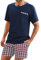 sesto senso Pigiama Uomo Corto Cotone Biancheria da Notte Pigiami Due Lingerie Maniche Corte Pantaloni Corti XXL Jasiek Blu Scuro