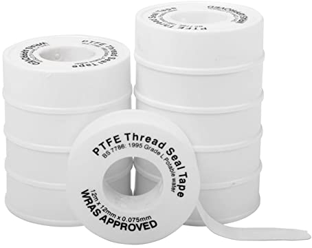 HAUTMEC 10 Rolls Teflon Tape, PTFE Sealant Tape for Plumbers Plumbing(White, 12m x 12mm x 0.075mm), Thread Seal Tape, for Home Shower Head, Water Pipe Sealing HT0124-ST