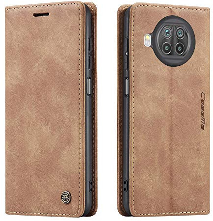 AiMok Custodia Compatibile con Xiaomi Mi 10T Lite 5G, Antiurto Pelle Premium PU Flip Custodia [Slot per schede] Magnetica Portafoglio Cover per Xiaomi Mi 10T Lite - Marrone