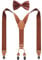 GUCHOL Hosenträger-Fliege für Damen und Herren, strapazierfähig, elastisch, breite Hosenträger, starke 4 Metall-Clips, verstellbar, braun, L