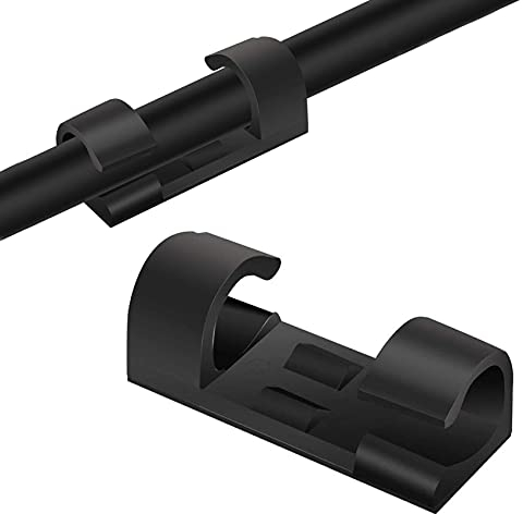 JeoPoom Grapas de Pared para Cable[20PCS], Organizador de Cables Clips de Cables con Adhesivo, Gestión de Cable, Clip Organizador de Cables para USB,TV,Audio,Cables en Hogar,Oficina y Coche(Negro)