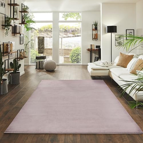 Fashion4Home Tapis de Salon uni - Tapis uni pour Chambre d'enfant, Chambre à Coucher, Bureau, Couloir et Cuisine - Tapis à Poils Courts Rose, Taille : 200 x 290 cm