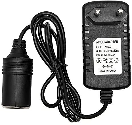 Baceyong Convertitore di alimentazione, 220V AC a 12V DC 2A Adattatore convertitore Presa accendisigari Spina UE Spina accendisigari