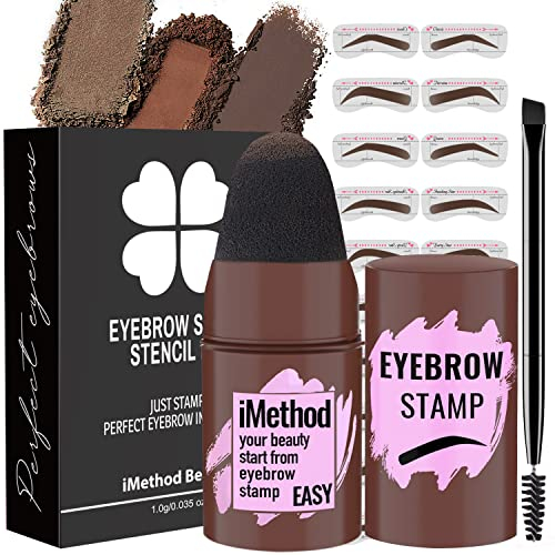 iMethod Augenbrauen Stempel und Augenbrauen Schablonen Kit Augenbrauen Stempel und Shaping Kit für Perfekte Braue, 20 Augenbrauenstempel Schablonen Kit, Langlebig, Wasserdicht, Braun