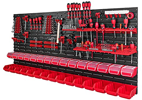 PAFEN Panneau Mural Porte-Outils - Rangement Outil - Armoire Garage - Tableau Organisation - Étagère Murale Empilable pour Atelier - 30 pièces - 1728x780 mm