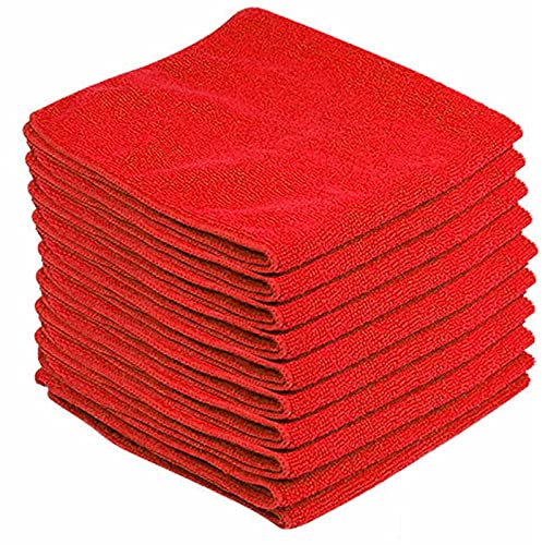ZENO Premium Microfibre Cloths 10 Pack - Environmentally Friendly Cloths for Polishing & Cleaning, Get mirror-like results without streaks, Microfibre Car Cleaning Cloths, 30x40 cm (Red)