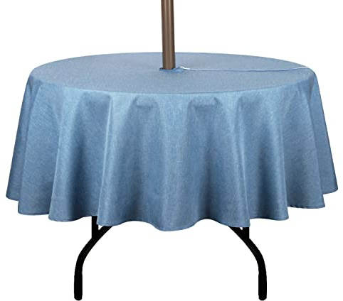 youngseahome Outdoor-Tischdecke, knitterfrei, schmutzabweisend, wasserdicht, Polyesterstoff, Tischdecke mit Reißverschluss, Schirmloch für Picknick/Party/Abendessen/Terrasse, Garten, 177,8 cm (70 Zoll