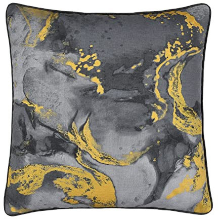 Sleepdown Cojín de algodón Decorativo Suave con Estampado de mármol metálico para decoración del hogar, sofá, Dormitorio y Coche, 45 x 45 cm, Color Gris