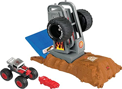 Hot Wheels Monster Trucks Arena Smashers Bone Shaker Tire Press Challenge Set