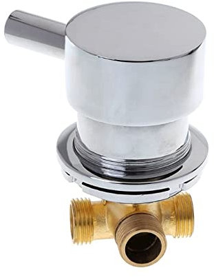 G1/2 Hot and Cold Water Mixing Valve Screw Thread Brass Mixer Two in One Out Faucet for Shower Room, Ceramic Cartridge, Single Handle, for Shower Cabin Shower Steam (1 Way Valve)