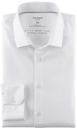 OLYMP Herren Oberhemd Langarm No.Six.24.Seven,Twill,super Slim,Modern Kent,Weiss 00,37