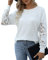 Hount Pullover für Damen Lang Rundhals Sweatshirt Tshirt Casual Herbst Frauen Oberteil (XXL, Weiß)