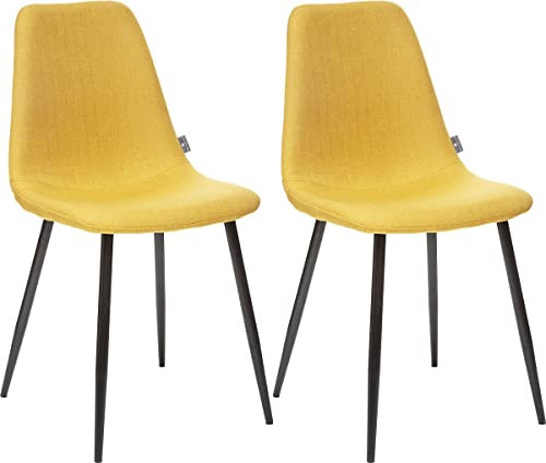 UNIVERSDECOR - Lot De 2 chaises Style Vintage Pieds métal Noir Nathalia Atmosphera (2, Jaune)