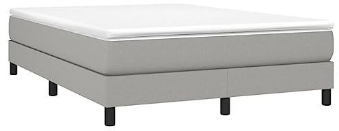 vidaXL Sommier à Ressorts de Lit Sommier à Lattes Lit Rembourré Cadre à Lattes Lit Double Adulte Chambre Intérieur Gris Clair 25 cm/ 140x190 cm Tissu