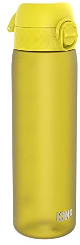 ION8 Gourde, 500ml, Anti-Fuite, Facile à Ouvrir, Verrouillage Sécurisé, Lavable en Lave-vaisselle, Sans BPA, Poignée de Transport, S'adapte aux Porte-gobelets, Facile à Nettoyer, Jaune