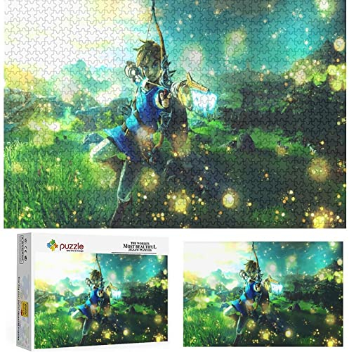Puzzle 1000 Teile Zelda Legende Puzzles Erwachsene und Kinder Schwierigkeit Puzzles Atem der Wildnis Puzzle Lernspiele Spielzeug Familie Dekoration,Papppuzzle(50x70cm)
