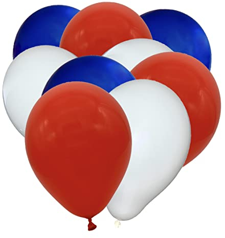 50 Luftballons Metallic - 27cm - Rot-Weiß-Blau - Latex Luftballons für Geburtstage, Kindergeburtstage, Partys, Hochzeiten und Feste, Luft & Helium geeignet, EU Herstellung