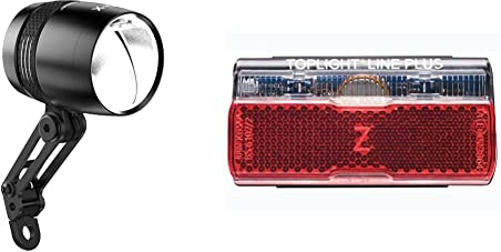 Busch & Müller Scheinwerfer Lumotec IQ- X schwarz, 164RTSNDI-01 & Busch & Müller Rücklicht Toplight Line Plus Fahrradlicht, schwarz/rot, Bolzenabstand : 50 mm