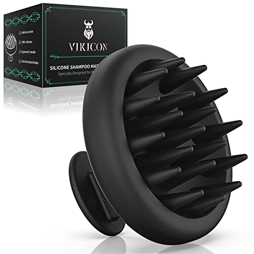 VIKICON Kopfhaut Massagebürste, 100% Silikon Kopfmassage Bürste für Bart & Haare, Scalp Shampoo Massager für Haarwachstum, Tiefenreinigung&Verbesserung der Kopfhaut