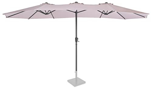 VONROC Parasol Iseo Beige 460x270cm - Parasol Double Premium - Installation Facile avec Manivelle - Protection UPF 50+ - Housse Incluse - Idéal pour Terrasse et Jardin