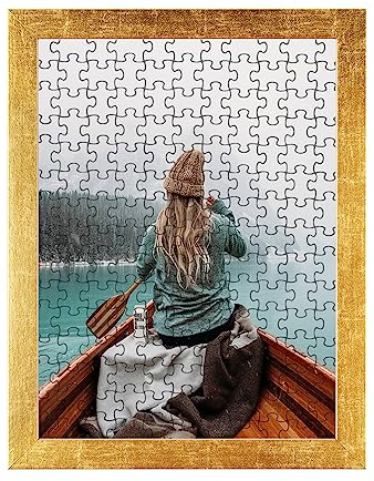 Rahmendesign24 Puzzlerahmen Milano für Puzzle ca. 500-1000 Teile 49x68cm 68x49cm Blattgold Gold mit Acrylglas