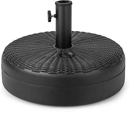 GOPLUS Pied de Parasol en HDPE, Support de Parasol à Remplir d'Eau et de Sable, Base Lestée de Parasol de Jadin Exterieur de Φ 38/48 mm, Pied de Parasol Noir pour Blacon, Terrasse, Piscine