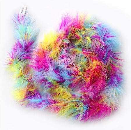 Yurosiay 2m×8cm Federboa 16g Bunt Natürliche Truthahnfedern Streifen Flauschige Girlande Handgefertigt Girlande Federn Deko Federboa zum Basteln Federstreifen für DIY Handwerk Nähen Weiße