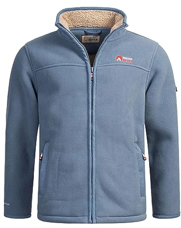Arctic Seven Herren Fleece Jacke mit Teddyfell Futter Fleecejacke Wanderjacke AS325 [AS-325-Blau-Gr.L]